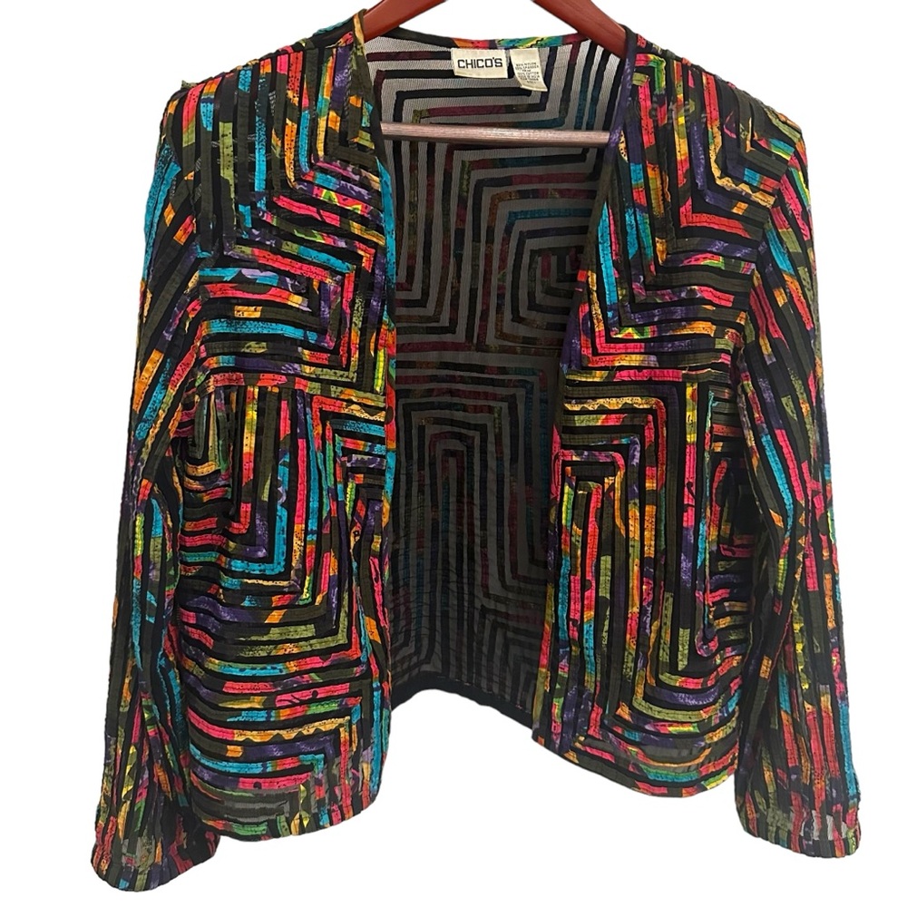 Chico’s Sheer Art-to-Wear Jacket M - Picture 1 of 5
